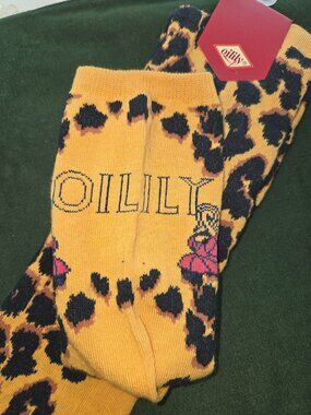NWT Oilily Leopard Knit Ankle Tights Legwarmer Boot Socks